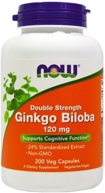 Now Foods Ginkgo Biloba, Double Strength, 120 mg, 200 Veg Capsules  (120 mg)