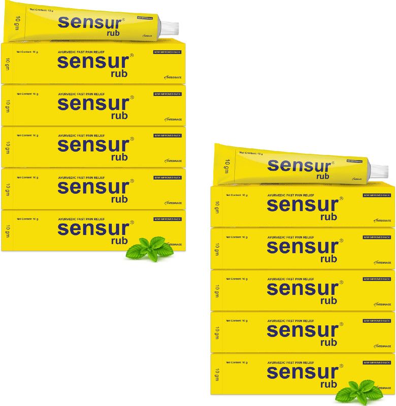 Sensur Natural & Ayurvedic Pain Relief Rub -(10 g, Pack of 10)|Fast Relief |All pains, One solution Cream  (10 x 1 Units)