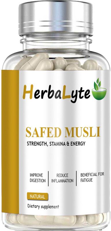 HERBALYTE Safed Musli, safed musli capsule, testosterone booster for men (H37)  (60 Capsules)