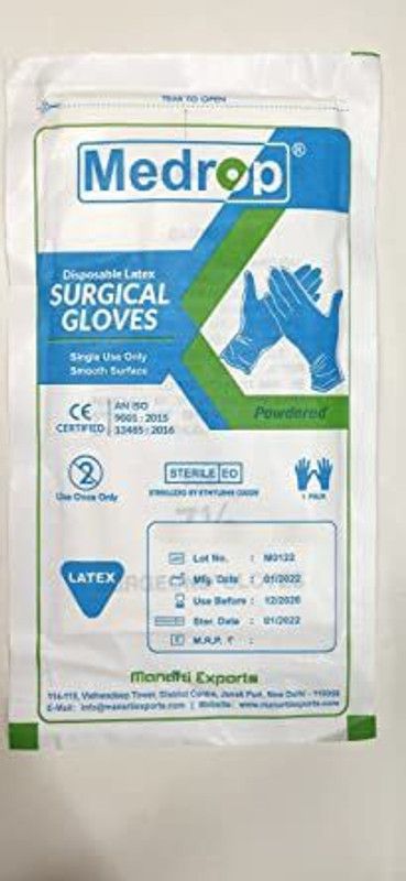 MEDROP Latex Examination Hand Gloves, Medical Disposable Latex Surgical Gloves  (Pack of 100)