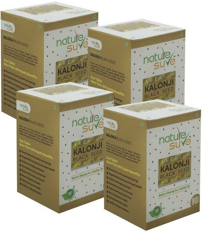 Nature Sure Premium Kalonji Tablets (Black Seed/ Nigella sativa) – 4 Packs  (4 x 90 No)