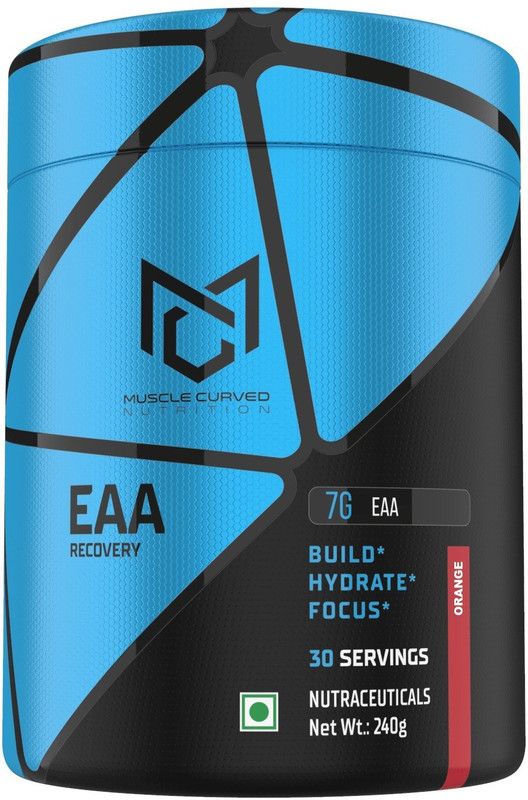 muscle curved EAA Essential Amino Acid 240gm Orange Flavor Recovery Build Stamina Hydrate EAA (Essential Amino Acids)  (240 g, Orange)