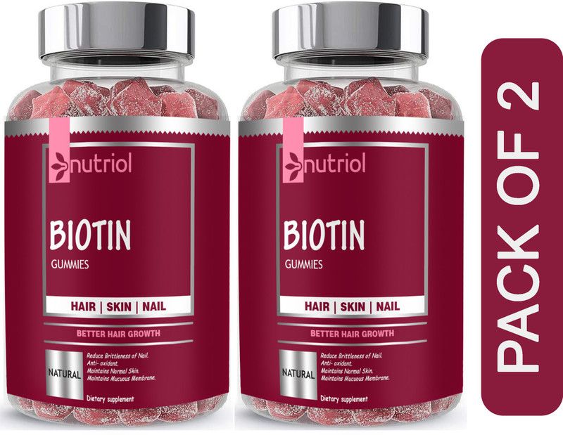 Nutriol Biotin Gummies for Hair Growth | Skin Glow & Longer Nails (SD34)Ultra  (2 x 15 No)