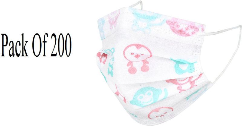 Nura Reusable Soft & Breathable Multicolor Pack of 200 Surgical Mask With Melt Blown Fabric Layer  (Free Size, Pack of 200, 3 Ply)