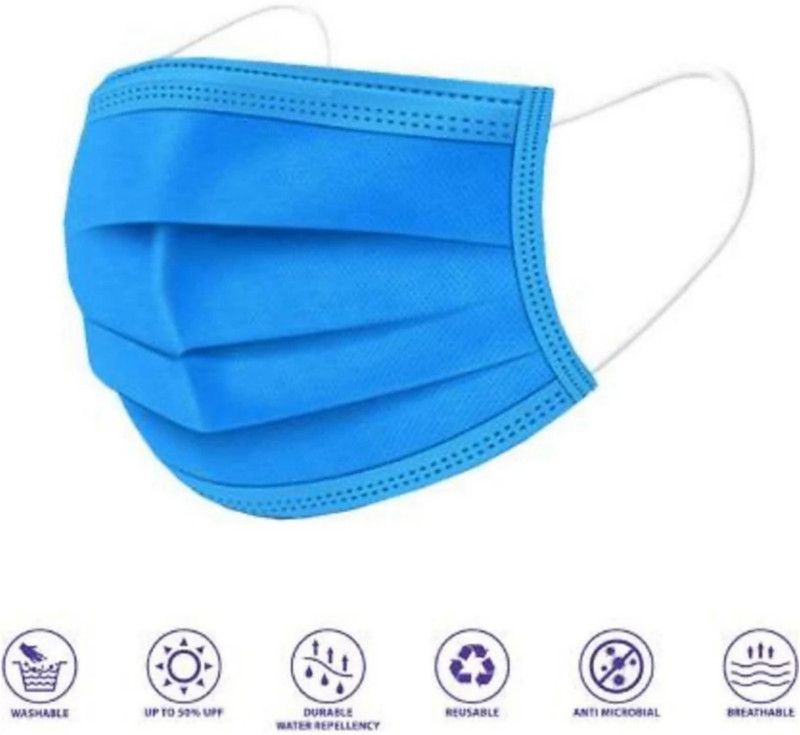 Local Charm ISO Certified Disposable 3 Ply Breathable Surgical Face Mask for Covid-19 For Men, Women & Kids 150 Piece Surgical Mask 5 Water Resistant Surgical Mask With Melt Blown Fabric Layer  (Blue, Free Size, Pack of 150, 3 Ply)