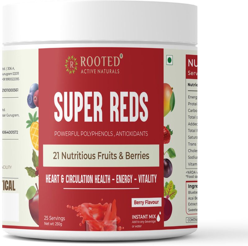 ROOTED Super Reds blend of 21 nutritious fruits & berries Tasty berry flavor  (250 g)
