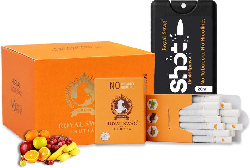 ROYAL SWAG Ayurvedic & Herbal Cigarette, Frutta Flavour Smoke Tobacco Free Cigarettes with Shot Helps in Quit Smoking - (200 Sticks, 20 ML Shot) Smoking Cessations  (Pack of 200)