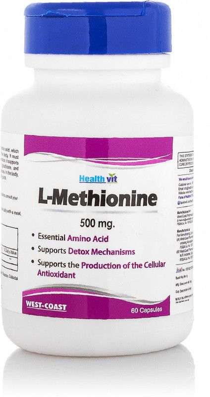 HealthVit L-Methionine 500 mg 60 Capsules  (60 No)