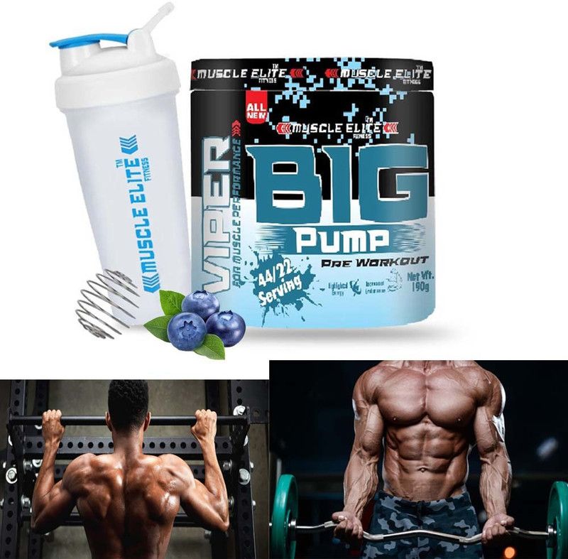 MUSCLE ELITE FITNESS Big Pump pre workout supplement Highlight Energy Increased muscle Blueberry X1 Energy Drink  (190 g, Mango Flavored)
