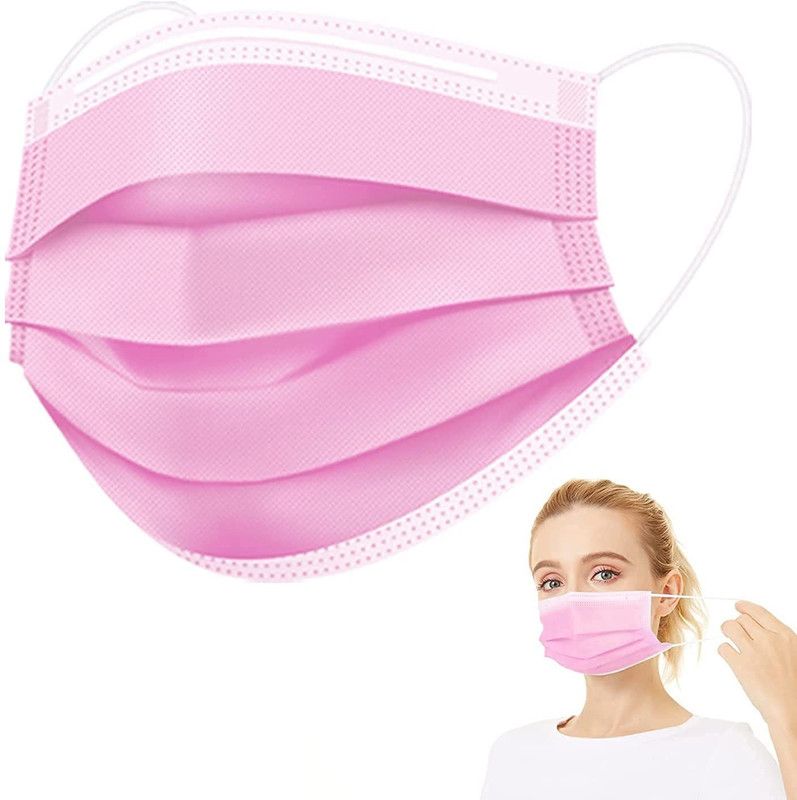 DM Eco Pink Surgical Masks For Unisex Melt Blown Fabric 3 Layer Water Resistant, Non-Washable, Non-Reusable Surgical Mask With Melt Blown Fabric Layer  (Pink, Free Size, Pack of 50, 3 Ply)
