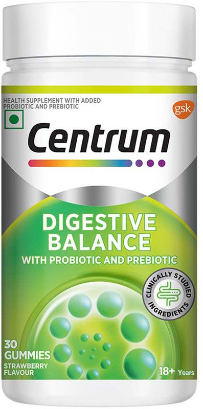 Centrum Digestive Balance Gummies, 30s |100% Veg|World's Multivitamin  (30 No)