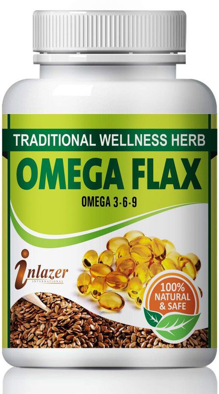 inlazer Omega Flax Capsules To Promotes weight loss. digestive health. Increase Immunity  (60 Capsules)