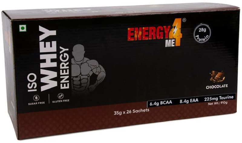 Energy4Me ISO Whey Protein Powder Sugar-free & Gluten-Free Boosts Strength 35g X26 Sachets Whey Protein  (910 g, Chocolate)