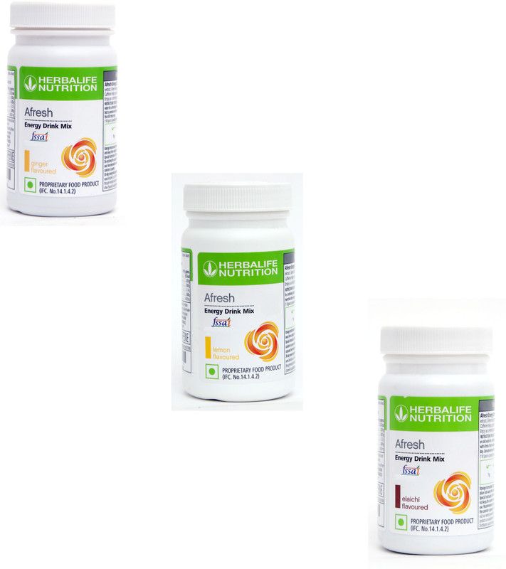 HERBALIFE Afresh Energy Drink Mix - Ginger + Lemon + Elaichi Flavor For Weight Loss Energy Drink  (3x50 g, Ginger, Lemon, Elaichi Flavored)