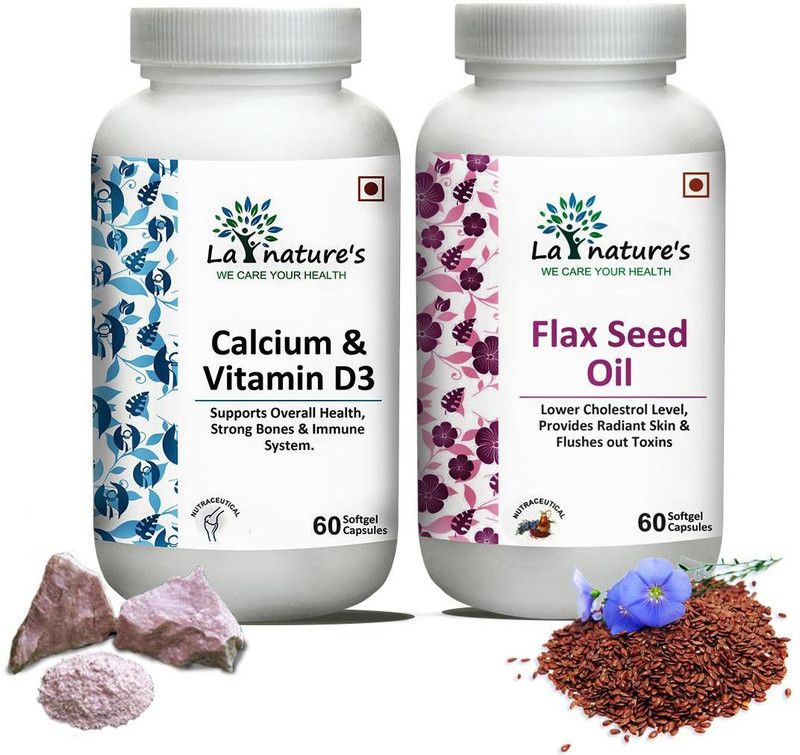 La Natures Calcium & Vitamin D3 + Flax Seed Oil Capsule  (2 x 30 Tablets)