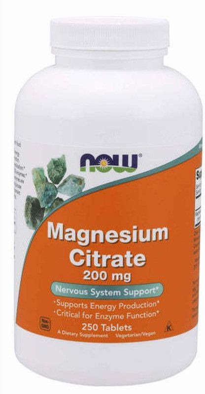 now Magnesium Citrate 200 mg, 250 Tablets  (250 No)