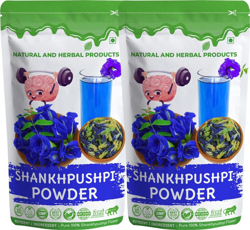 NATURAL AND HERBAL PRODUCTS Shankhpushpi Powder for Hair | Memory | Brain | Drink | Eating  (2 x 100 g)