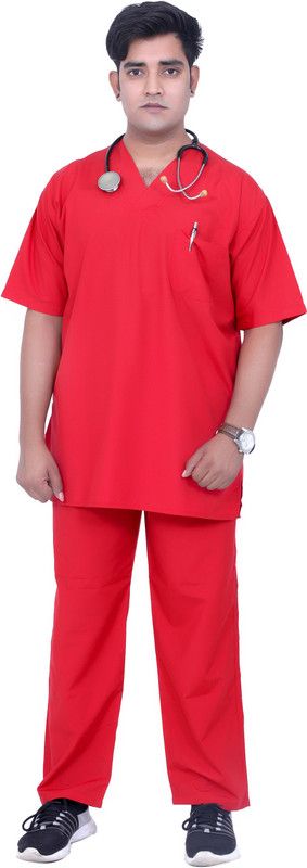 Hi Fashion MA10_S Shirt, Pant Hospital Scrub  (RED S)