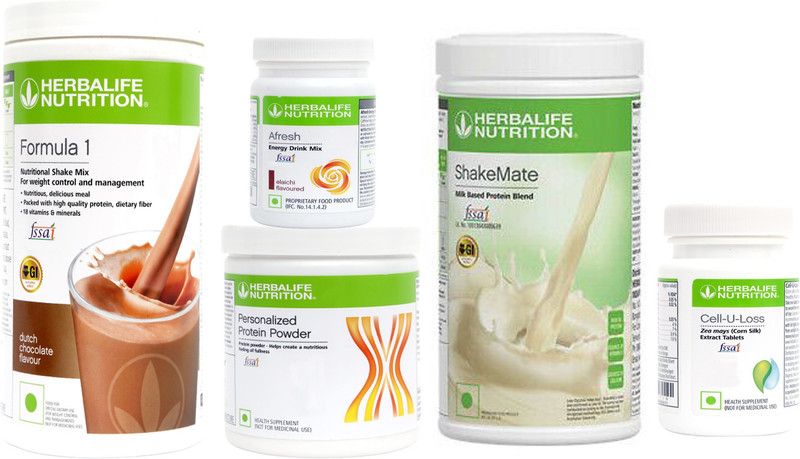HERBALIFE Formula 1 Shake Chocolate +Protein 200G+ Afresh Elaichi +Shake Mate+Cell U Loss Protein Shake  (1300 g, Chocolate, Elaichi)