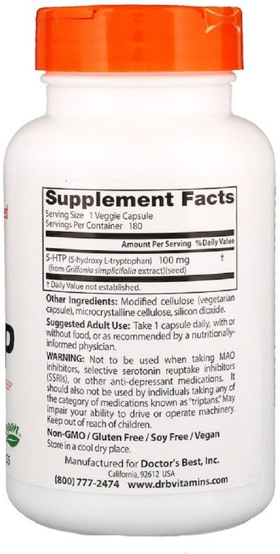 Doctor's Best 5-HTP, 100 mg, 180 Veggie Caps  (180 No)