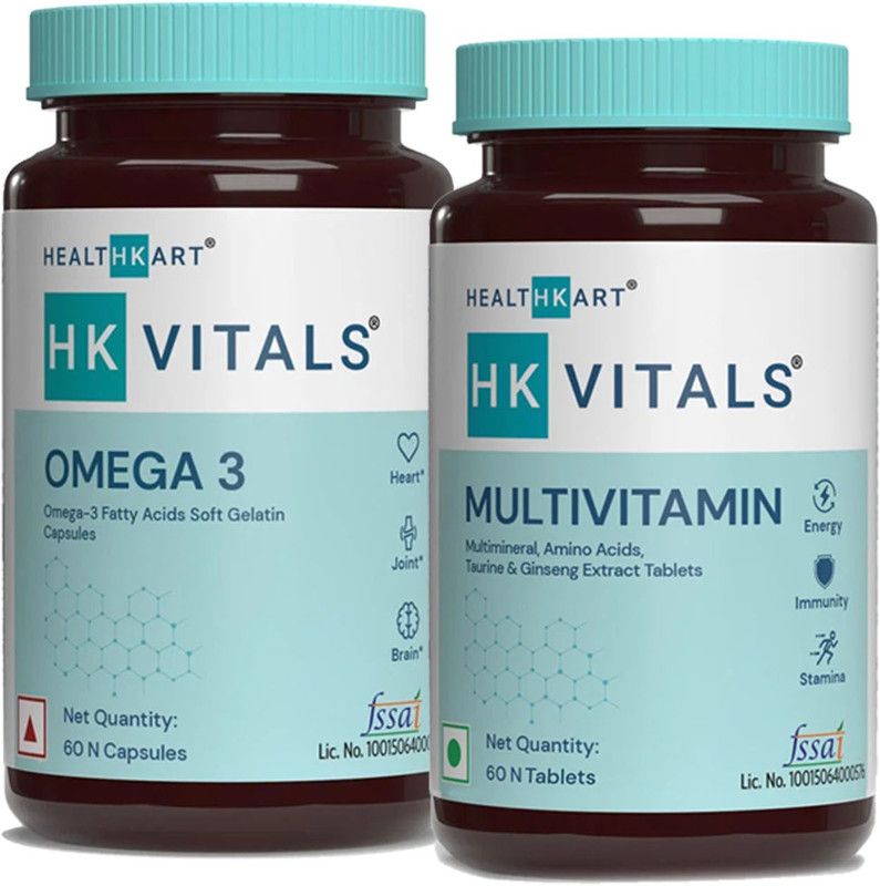HEALTHKART Daily Essentials Combo (Omega - 60 Capsules + Multivitamin - 60 Capsules)  (2 x 60)