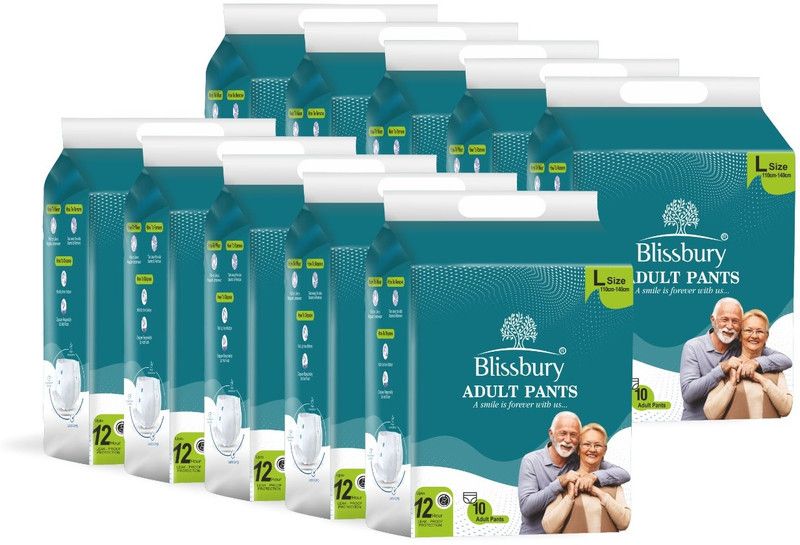 Blissbury Unisex Adult Diaper Pants || Overnight Pant Type || Adult Pull-UP Pants Diapers Adult Diapers - L  (100 Pieces)