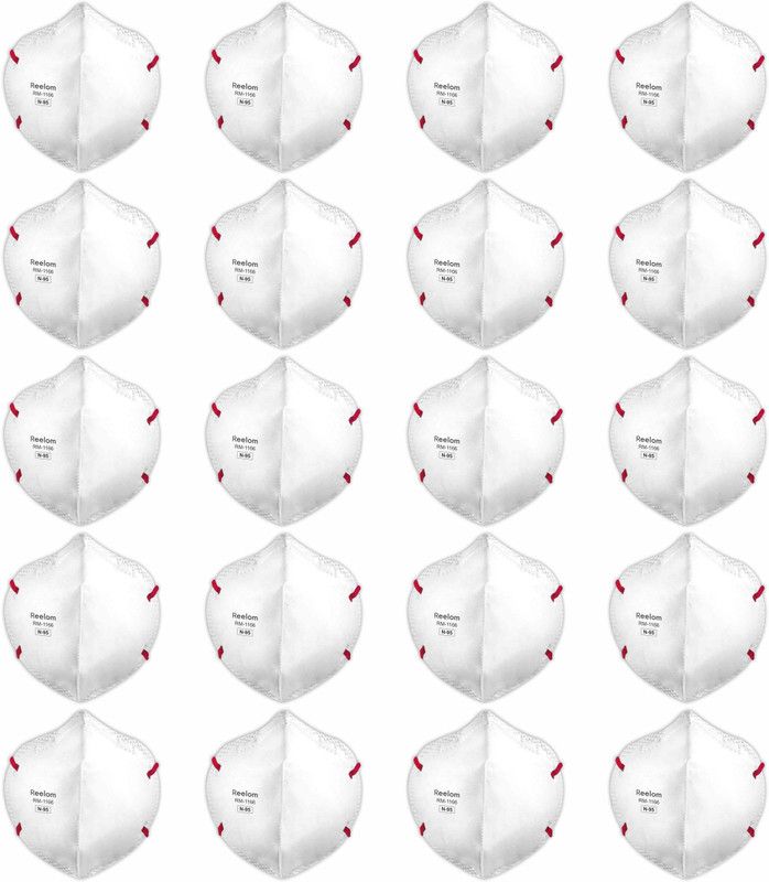 Reelom RM-1166 N-95 6 Layer Protection Headloop Cloth Mask With Melt Blown Fabric Layer  (White, Free Size, Pack of 20, 6 Ply)
