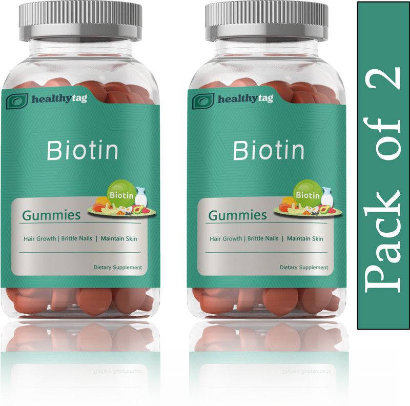 Healthy Tag Biotin Gummies for Hair Growth | Skin Glow & Longer Nails (SD34)  (2 x 15 No)