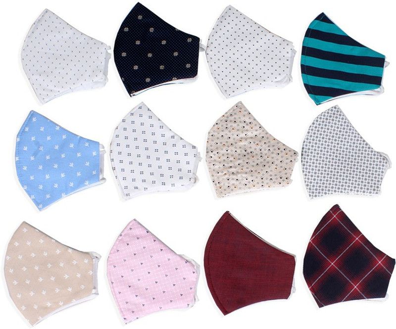 Flipkart SmartBuy washablereusable face mask for men and women with super soft breathable cotton fabric MaskDA12 Cloth Mask  (Free Size, Pack of 12)