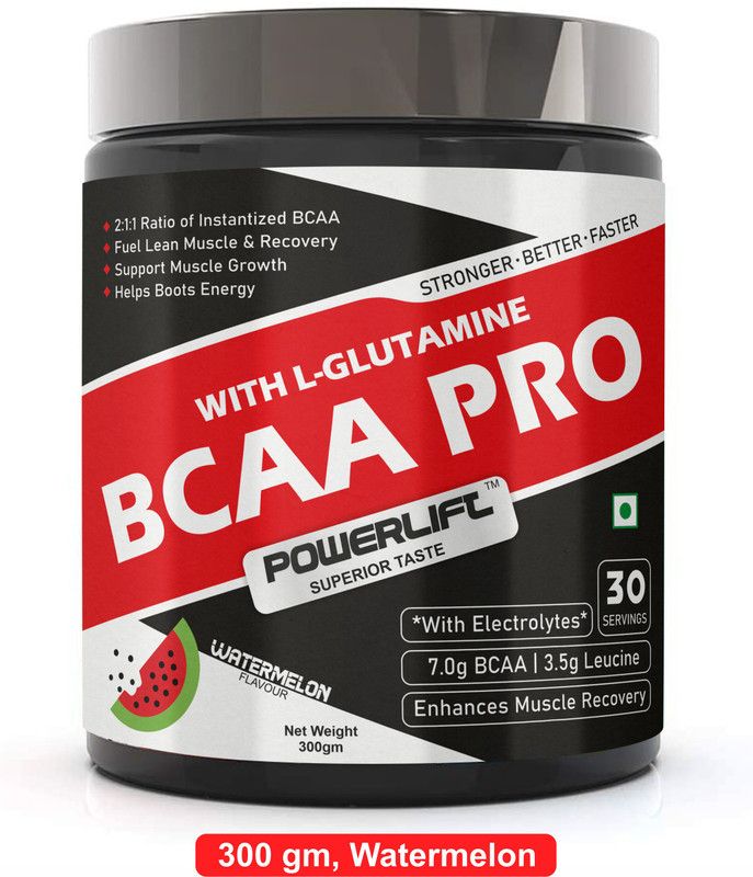 POWERLIFT BCAA Pro With Electrolyte, Reducing Muscle Breakdown & Muscle Recovery BCAA  (300 g, WaterMelon)