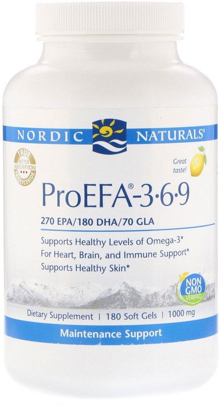 Nordic Naturals ProEFA- 3-6-9, Lemon Flavor, 1000 mg, 180 Softgels  (1000 mg)