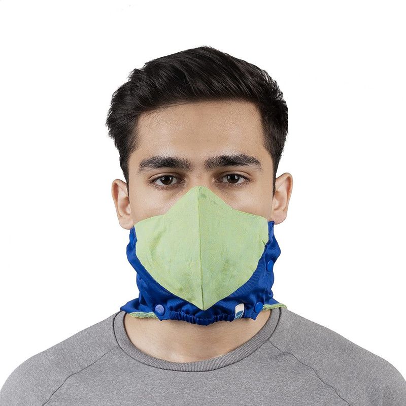 Brrf 7 Layer Mask (	Lime Green and Blue) Cloth Mask  (Free Size, Pack of 2)