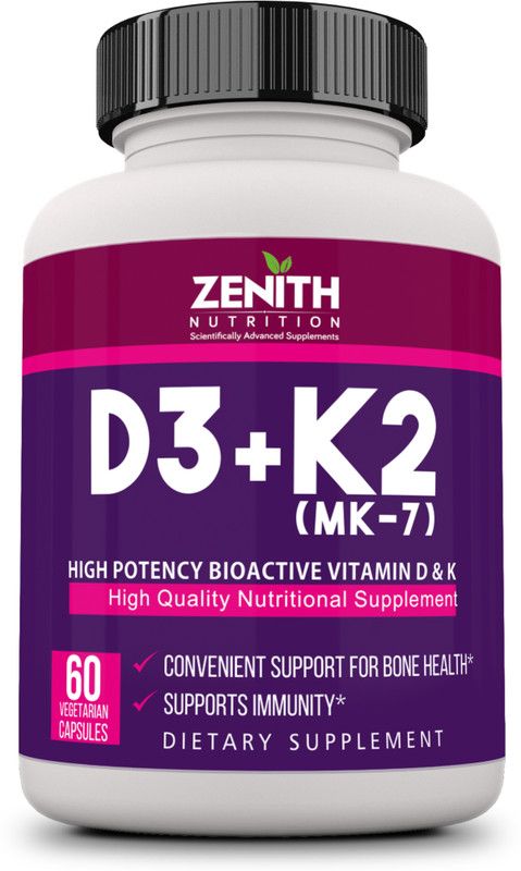 Zenith Nutrition Vitamin D3 and K2 (MK-7)-60Nos  (60 No)