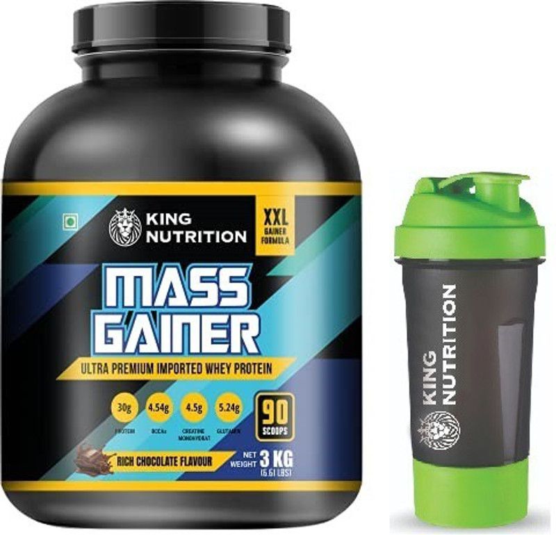 AXIR LIFE SCIENCE KING NUTRITION MASS GAINER 30GM PROTEIN PER SERVING (3KG) WITH SHAKER Weight Gainers/Mass Gainers  (3 kg, RICH CHOCOLATE FLAVOUR)