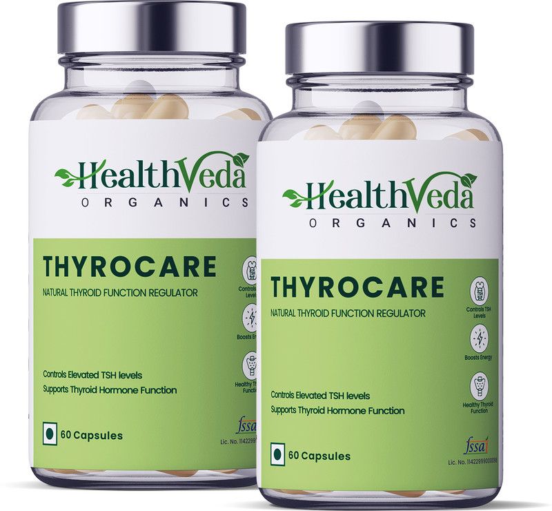 Health Veda Organics Thyroplus Supplements for Thyroid support  (2 x 60 Capsules)