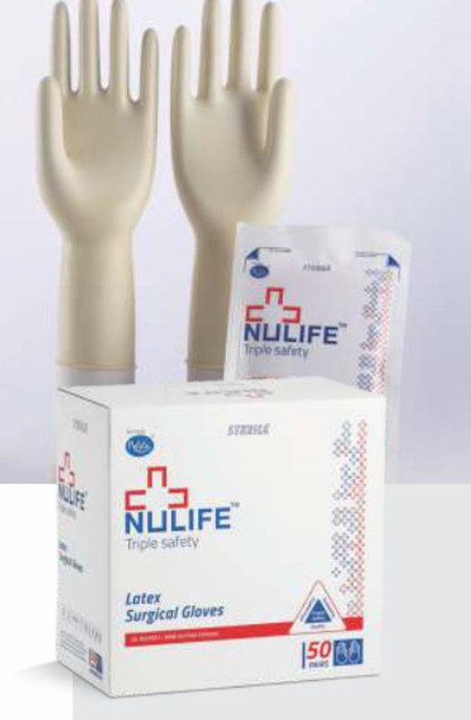 Nulife Latex Surgical Gloves (Size-7.5)(Pairs-5) Latex Surgical Gloves  (Pack of 10)