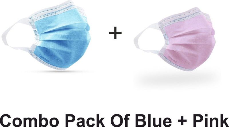 sterimask Kids Combo Blue & Pink Surgical Mask With Melt Blown Fabric Layer  (S, Pack of 100, 3 Ply)