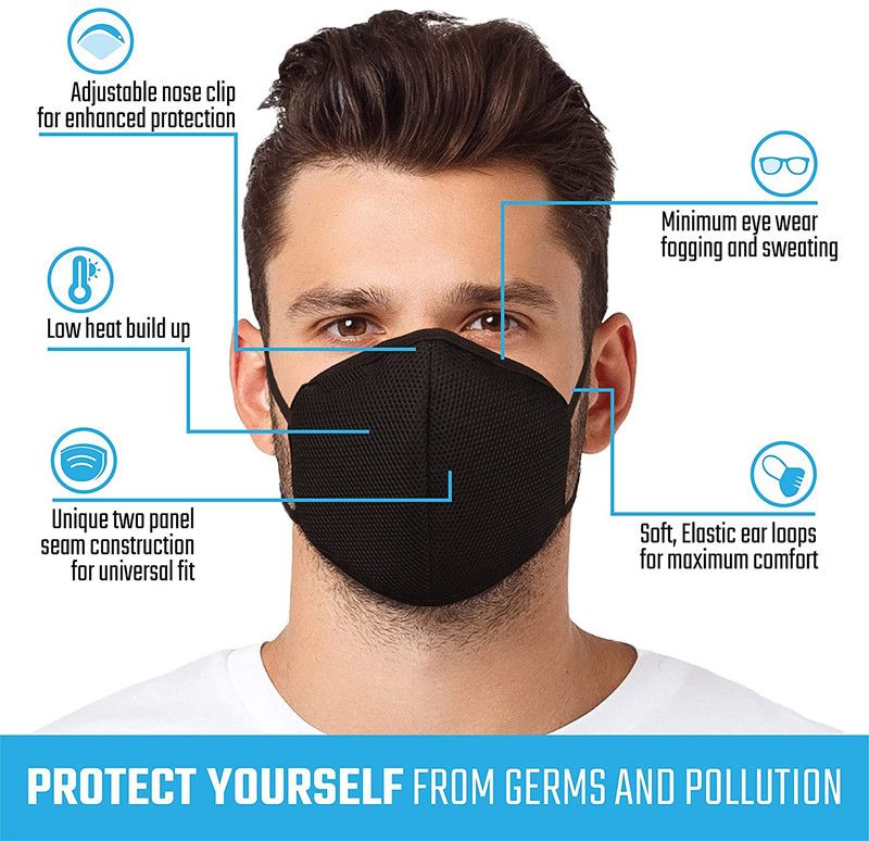 DClub made in india CE ISO Certified R95 Washable Face Mask - Reusable, Anti Dust/and Anti Bacterial Shield with 7 Layered Ply Protected Mask for Men and Women. R95 Washable, Reusable Cloth Mask  (Black, Free Size, Pack of 10)