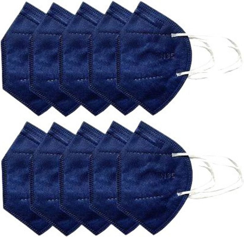PRETVO PACK OF 20 PCS Pis Combo Navy Blue Color N95 Anti Pollution Mask Breathable--5 Layers Protective Men Women & Kids Mask EK N95 Reusable Cloth Mask With Melt Blown Fabric Layer  (Blue, Free Size, Pack of 20, 4 Ply)