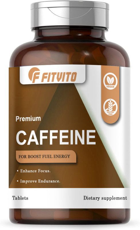 Fitvito Caffeine 200mg Supports Focus, Energy, Endurance Tablets (G94)  (60 Tablets)