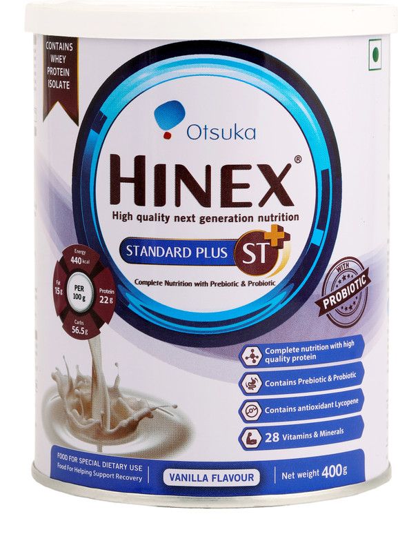 HINEX Standerd Plus ST+ 400g ( complet Nutrition with Prebiotic & Probiotic) Whey Protein  (400 g, Vanilla)