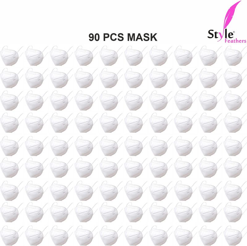Style Feathers N95 (90 PCS MASK) N95 5 LAYER N95 POLLUTION MASK (90 PCS)  (White, Free Size, Pack of 90)