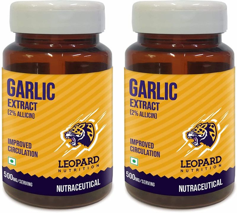 LEOPARD NUTRITION Odourless Garlic Capsules - 500Mg Pack of 2  (2 x 60 Capsules)