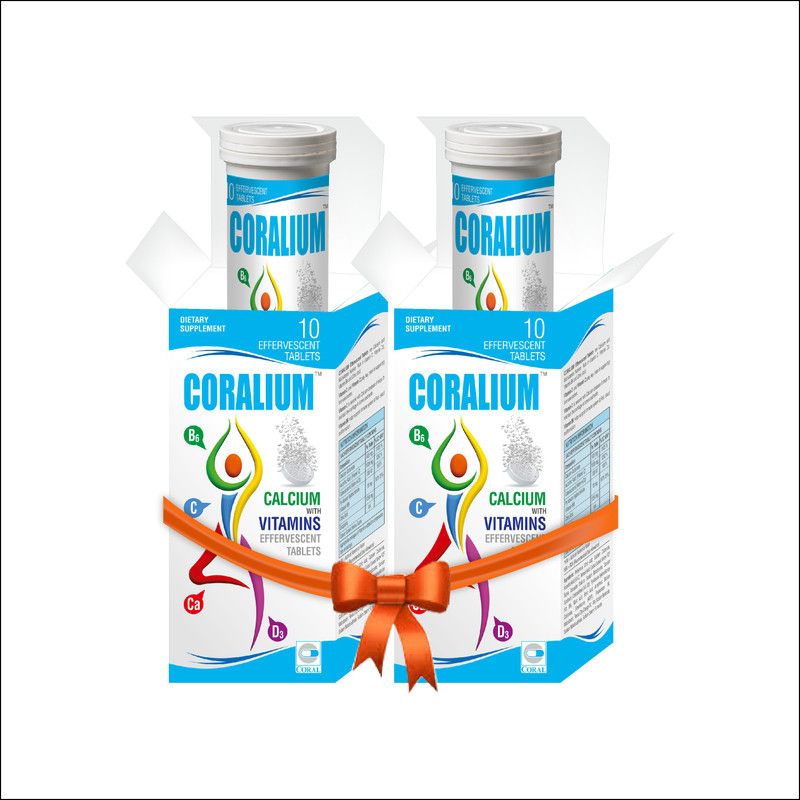CORAL Calcium and Vitamins CORALIUM Pack of 2, 20 Effervescent Tablets  (2 x 20 Tablets)