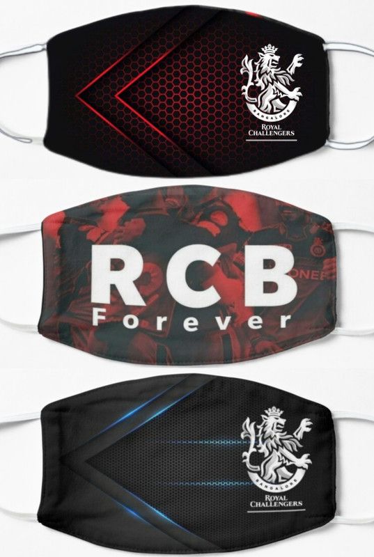ELEGANT FOX RCB FOREVER IPL edition printed reusable washable cotton cloths mask pack of 3 RCB FOREVER Reusable, Washable Cloth Mask  (Multicolor, L, Pack of 3, 2 Ply)