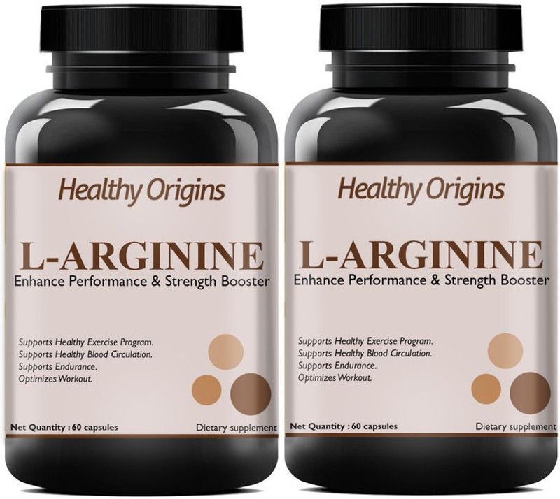Healthy Origins Nutrition L-Arginine-1000mg (Pre-workout tablets), Essential Amino Acid (Pack Of 2) Pro  (2 x 60 No)