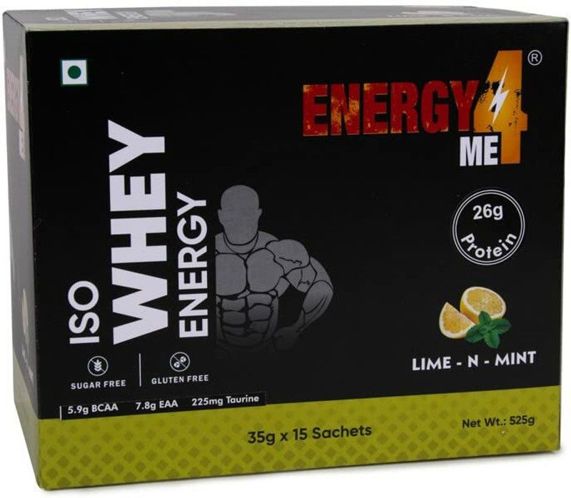 Energy4Me ISO Whey Protein Powder Sugar-free & Gluten-Free Boosts Strength 35g X15 Sachets Whey Protein  (525 g, Lime-N-Mint)