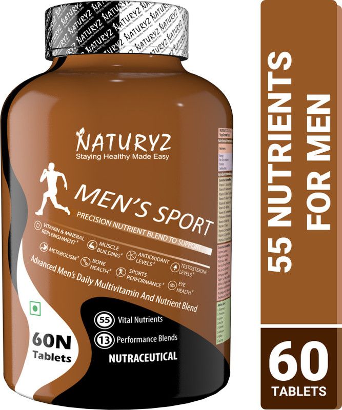 NATURYZ Men's Sport Multivitamin With 55 Vital Nutrients & 8 Performance Blends  (60 Tablets)