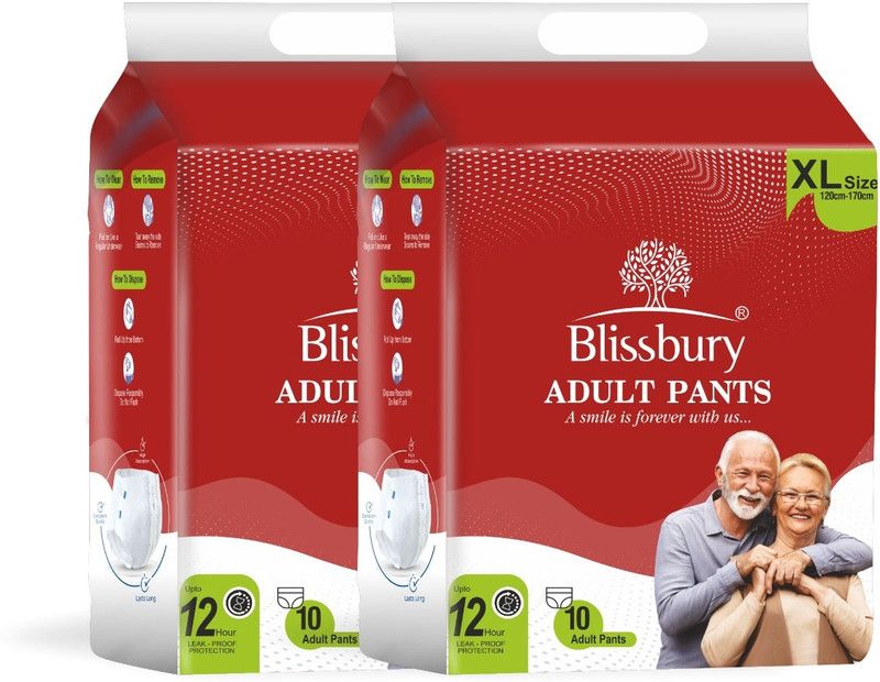 Blissbury Unisex Adult Diaper Pants || Overnight Pant Type || Adult Pull-UP Pants Diapers Adult Diapers - XL  (20 Pieces)