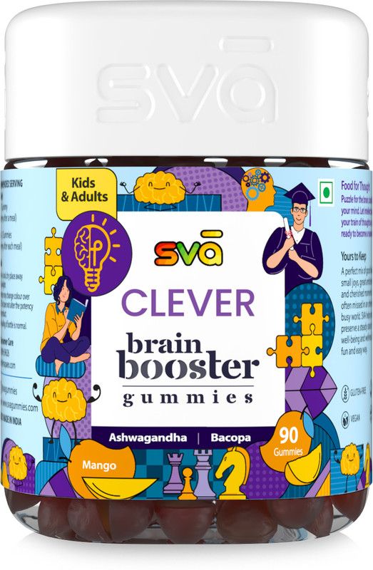 SVA Brain Booster Gummies for Adults & Kids | Mango Flavour (90 Nos.)  (180 g)